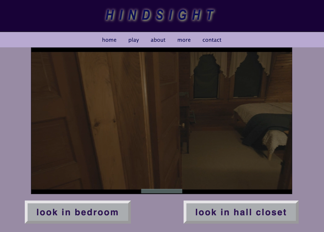 A still frame of a bedroom from a doorway. Choose to either 1. look in bedroom or 2. look in hall closet.